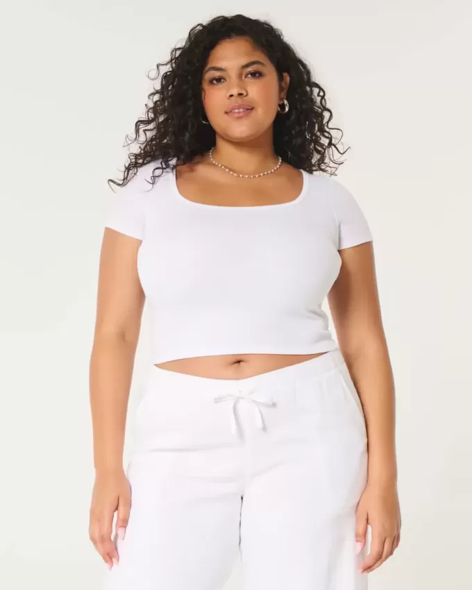 Ribbed Square-Neck Baby Tee Ribbed Square-Neck Baby Tee