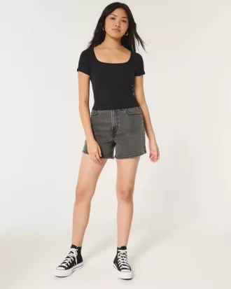 Ribbed Square-Neck Baby Tee