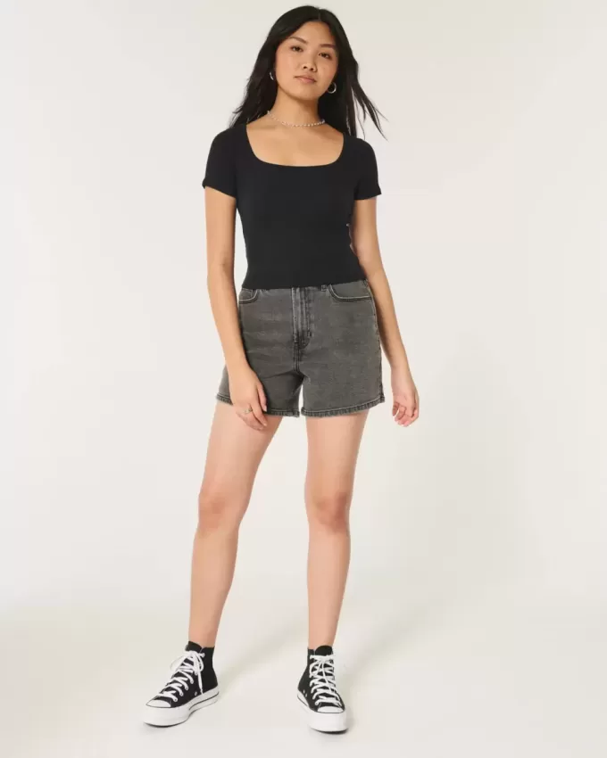 Ribbed Square-Neck Baby Tee Ribbed Square-Neck Baby Tee