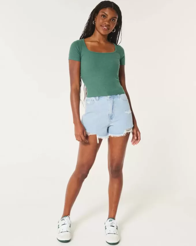 Ribbed Square-Neck Baby Tee Ribbed Square-Neck Baby Tee