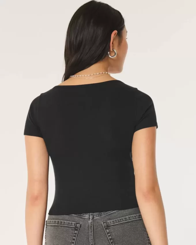 Ribbed Square-Neck Baby Tee Ribbed Square-Neck Baby Tee