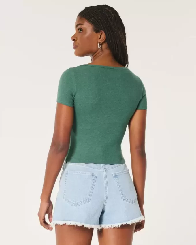 Ribbed Square-Neck Baby Tee Ribbed Square-Neck Baby Tee