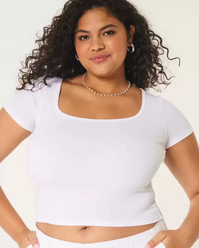 Ribbed Square-Neck Baby Tee Ribbed Square-Neck Baby Tee