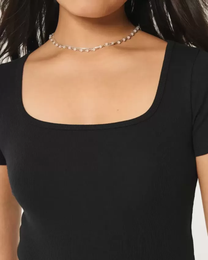 Ribbed Square-Neck Baby Tee Ribbed Square-Neck Baby Tee