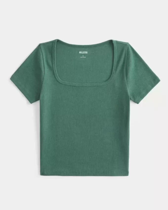 Ribbed Square-Neck Baby Tee Ribbed Square-Neck Baby Tee