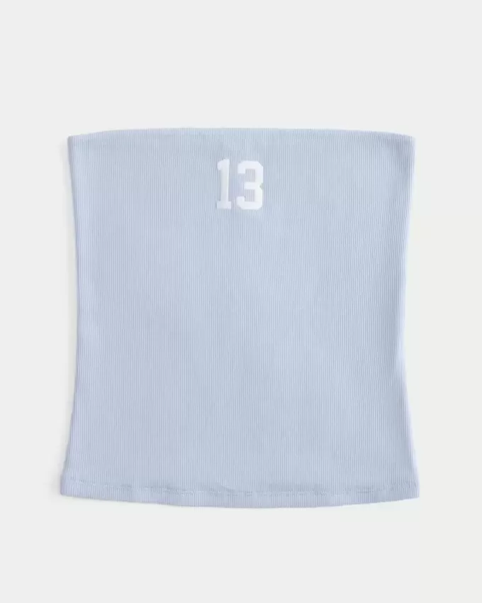 Ribbed Strapless Graphic Tube Top Ribbed Strapless Graphic Tube Top