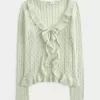 Ruffle Tie-Front Cardigan