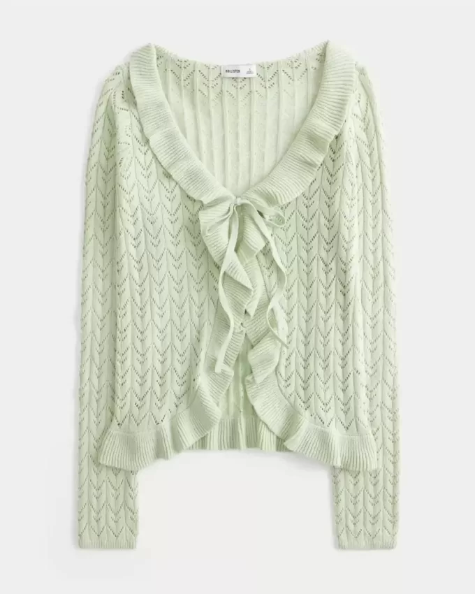 Ruffle Tie-Front Cardigan