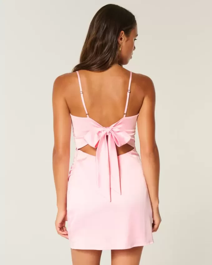 Satin Back Bow Bodycon Dress
