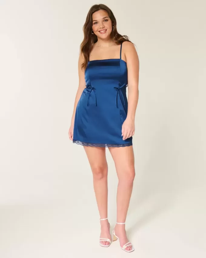 Satin Strapless Bow Bodycon Dress