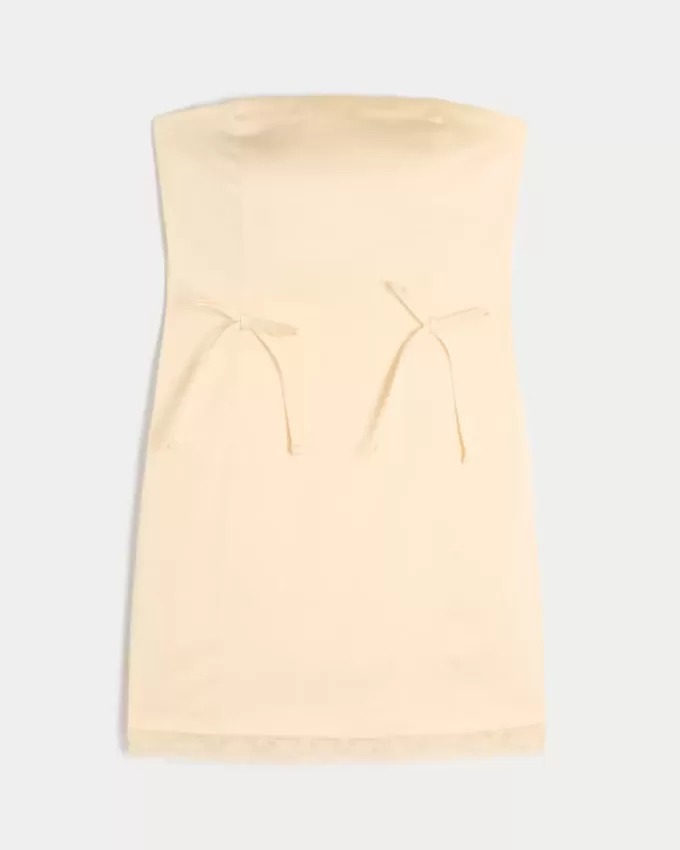 Satin Strapless Bow Bodycon Dress Satin Strapless Bow Bodycon Dress