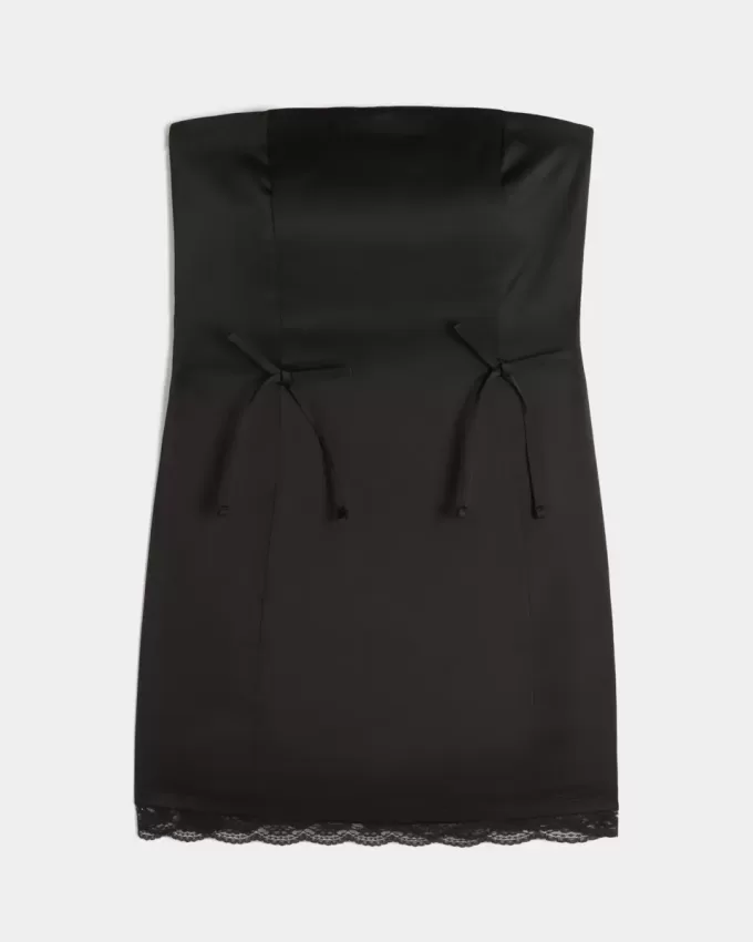 Satin Strapless Bow Bodycon Dress Satin Strapless Bow Bodycon Dress