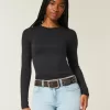 Seamless Fabric Long-Sleeve Crew Top