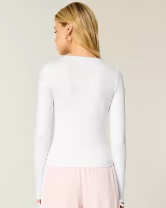 Seamless Fabric Long-Sleeve Crew Top