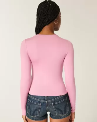 Seamless Fabric Long-Sleeve Crew Top