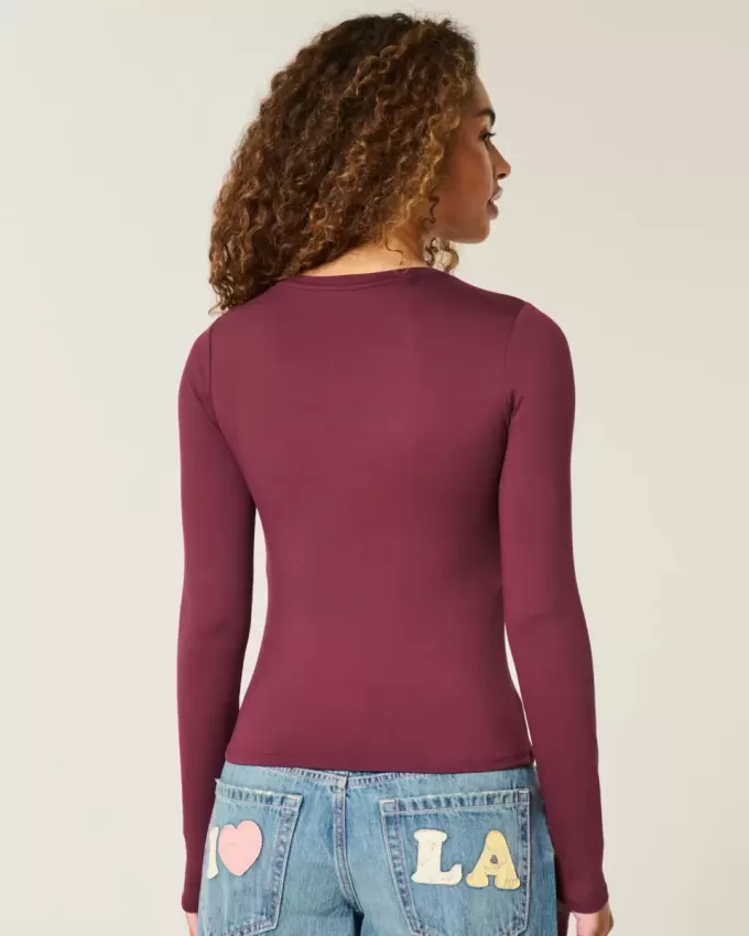 Seamless Fabric Long-Sleeve Crew Top