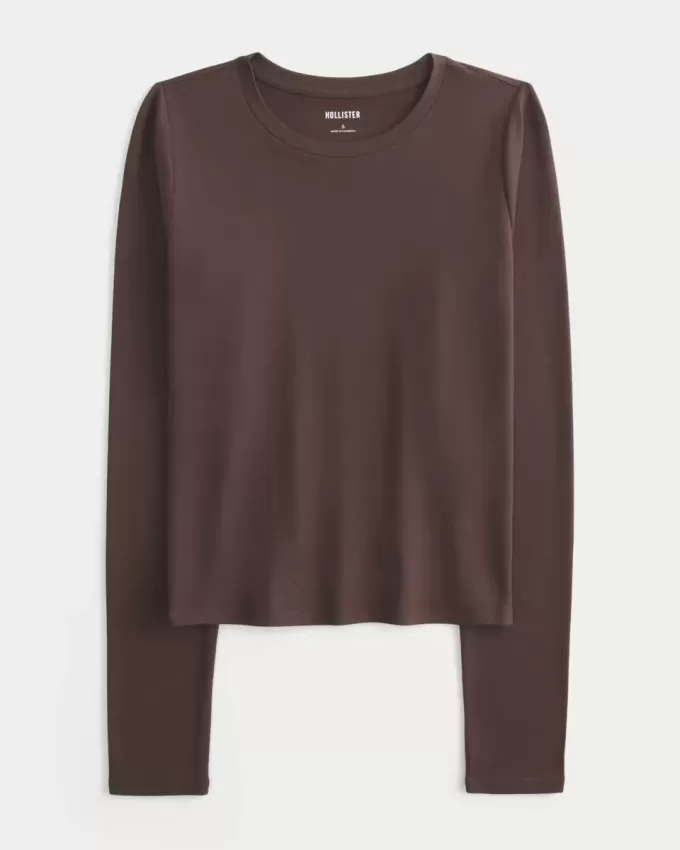 Seamless Fabric Long-Sleeve Crew Top