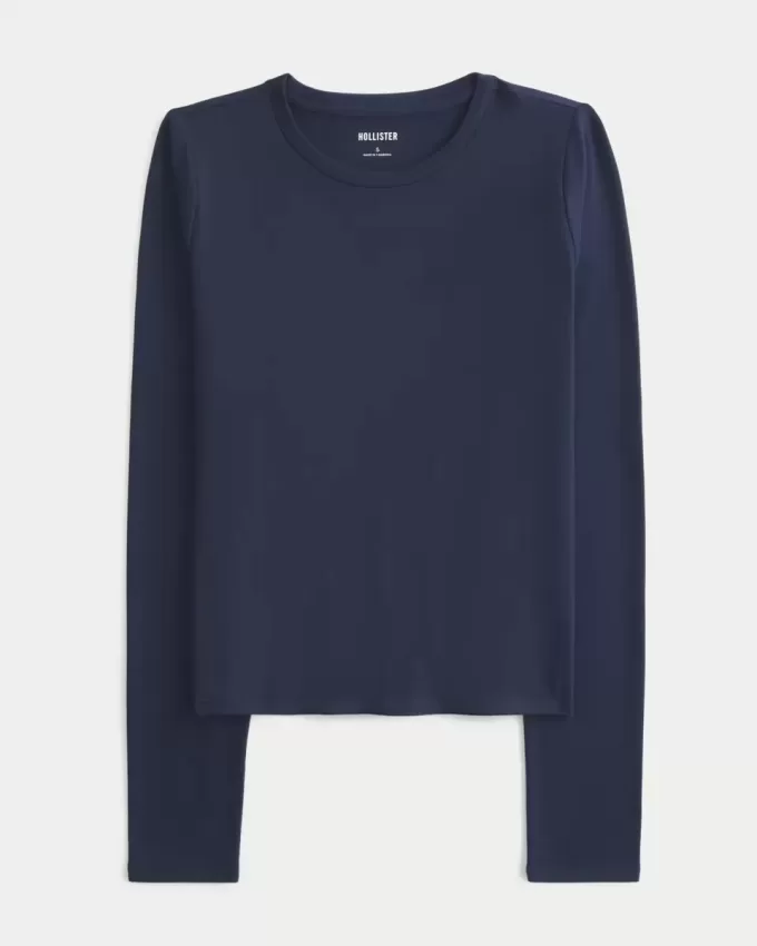 Seamless Fabric Long-Sleeve Crew Top