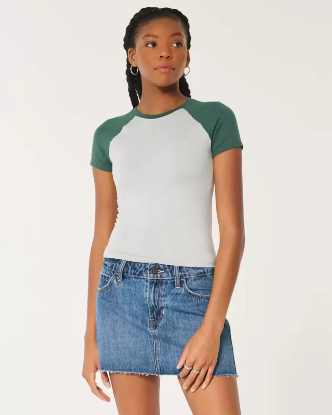 Seamless Fabric Longline Crew Baby Tee Seamless Fabric Longline Crew Baby Tee