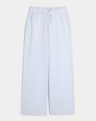 Seersucker Baggy Pull-On Pants