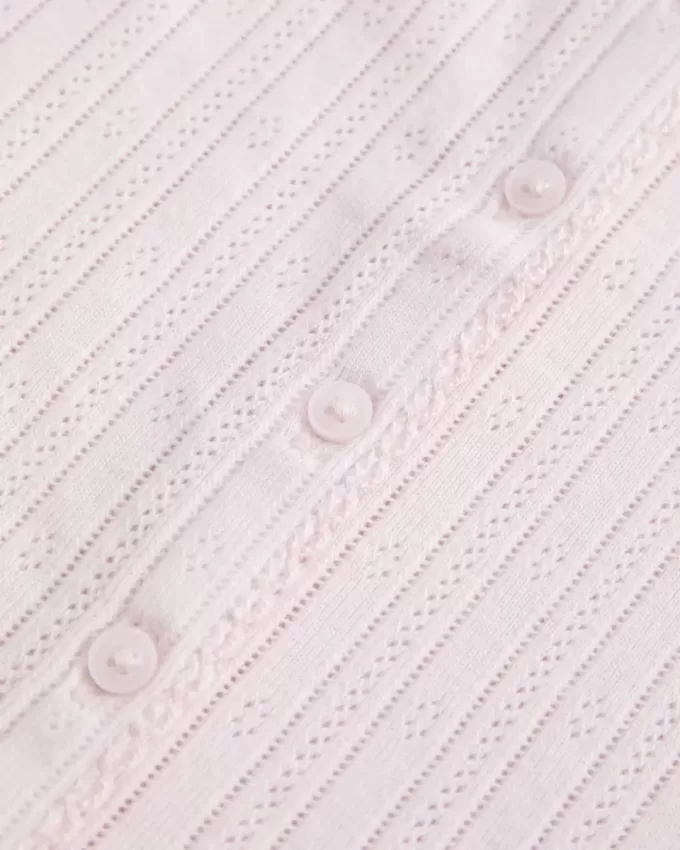 Short-Sleeve Button-Through Pointelle Top Short-Sleeve Button-Through Pointelle Top