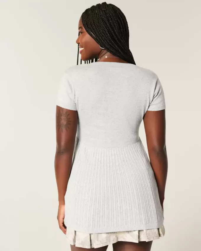 Short-Sleeve Henley Babydoll Top Short-Sleeve Henley Babydoll Top