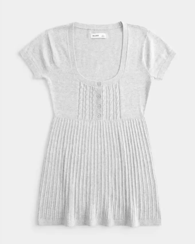 Short-Sleeve Henley Babydoll Top Short-Sleeve Henley Babydoll Top