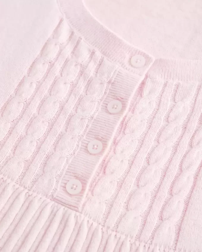 Short-Sleeve Henley Babydoll Top