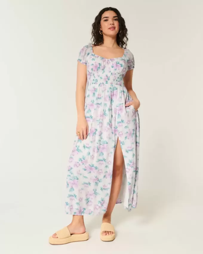 Short-Sleeve Open-Back Maxi Dress Short-Sleeve Open-Back Maxi Dress