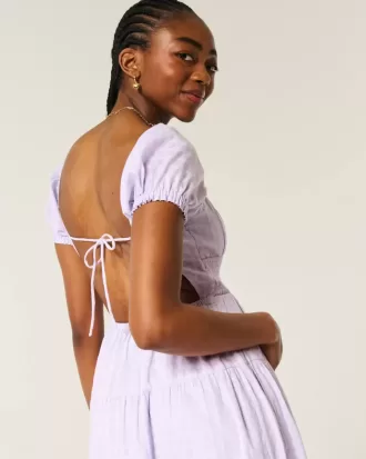 Short-Sleeve Open-Back Maxi Dress