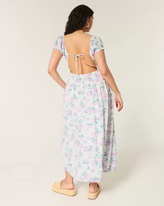 Short-Sleeve Open-Back Maxi Dress Short-Sleeve Open-Back Maxi Dress