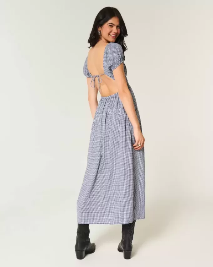 Short-Sleeve Open-Back Maxi Dress Short-Sleeve Open-Back Maxi Dress
