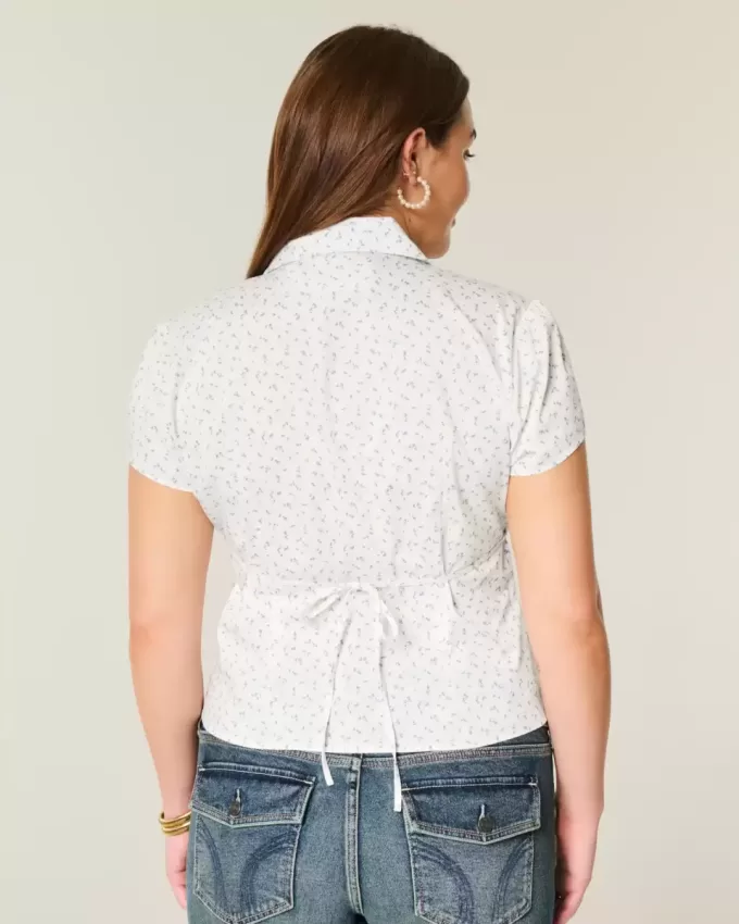 Short-Sleeve Stretch Poplin Button-Through Shirt Short-Sleeve Stretch Poplin Button-Through Shirt