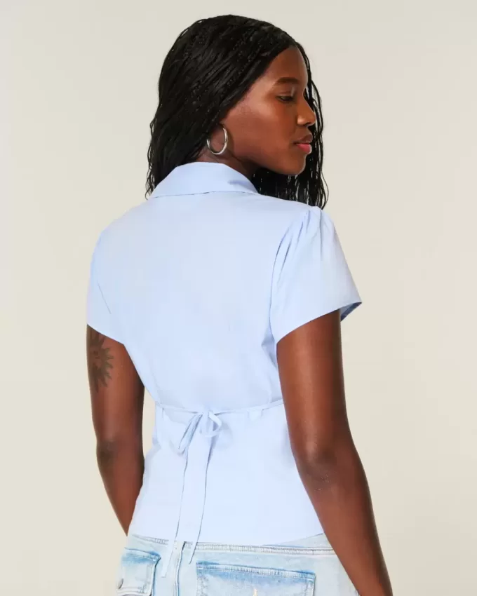 Short-Sleeve Stretch Poplin Button-Through Shirt Short-Sleeve Stretch Poplin Button-Through Shirt