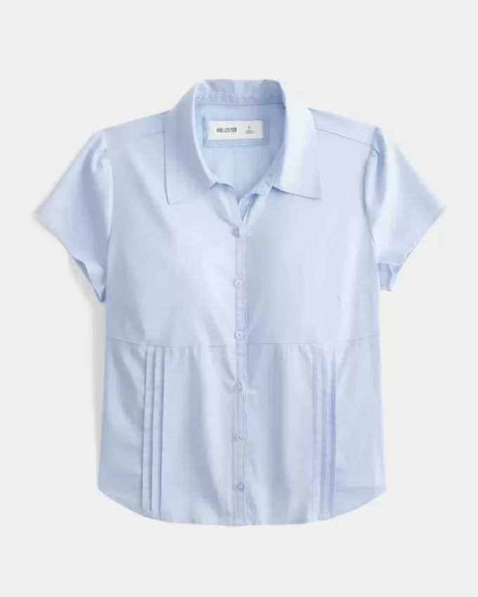 Short-Sleeve Stretch Poplin Button-Through Shirt Short-Sleeve Stretch Poplin Button-Through Shirt