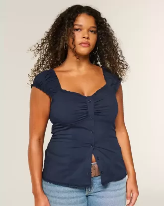 Short-Sleeve Stretch Poplin Top Short-Sleeve Stretch Poplin Top