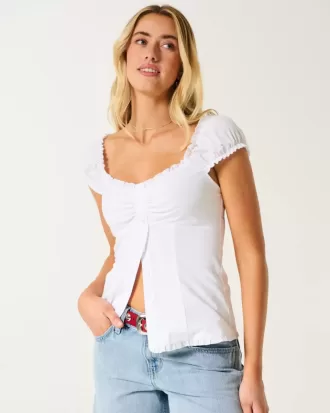 Short-Sleeve Stretch Poplin Top Short-Sleeve Stretch Poplin Top