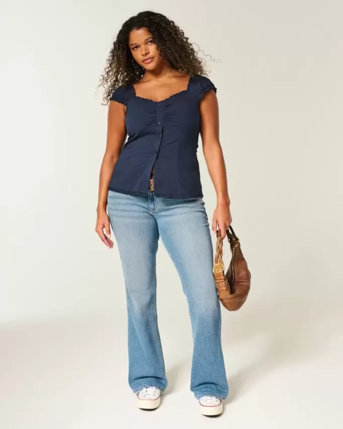 Short-Sleeve Stretch Poplin Top Short-Sleeve Stretch Poplin Top