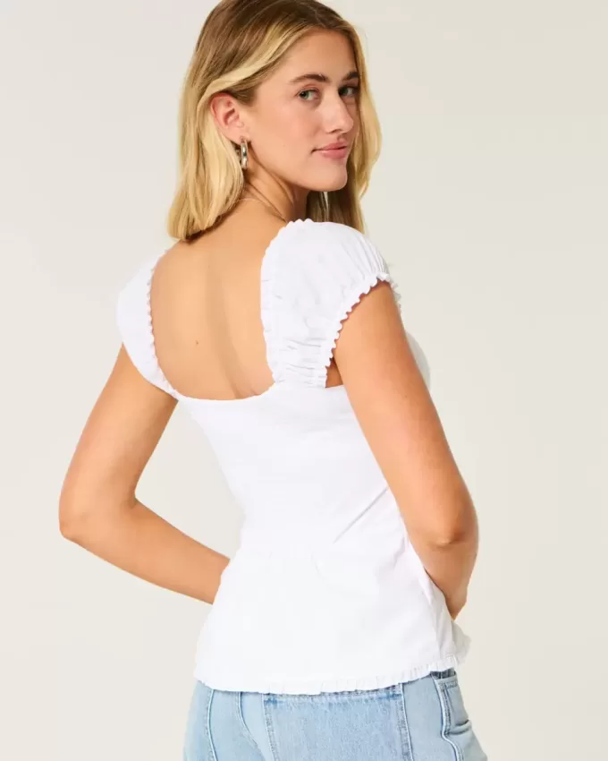 Short-Sleeve Stretch Poplin Top Short-Sleeve Stretch Poplin Top
