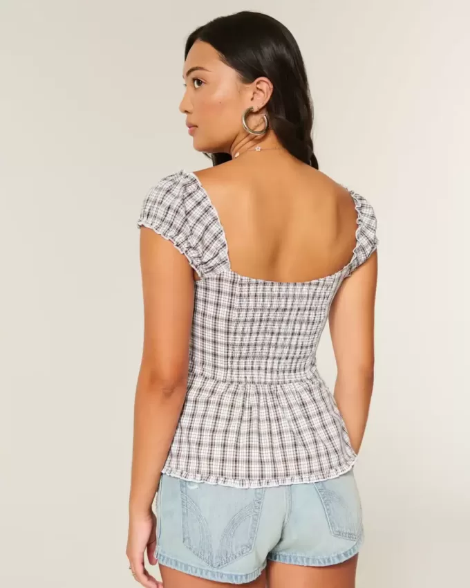 Short-Sleeve Stretch Poplin Top
