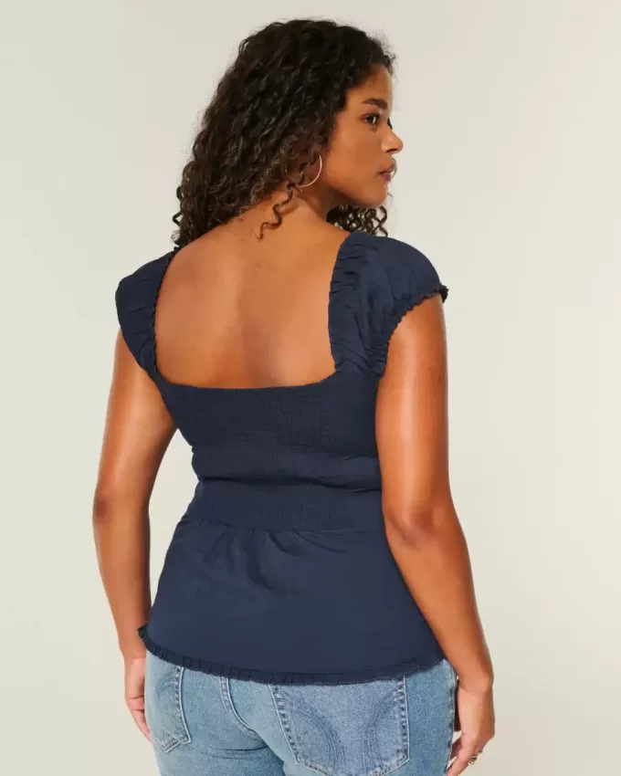 Short-Sleeve Stretch Poplin Top Short-Sleeve Stretch Poplin Top