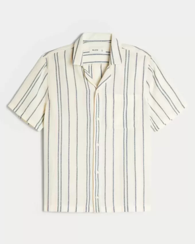 Short-Sleeve Textural Stripe Shirt Short-Sleeve Textural Stripe Shirt
