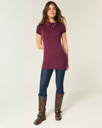 Short-Sleeve Tunic Sweater