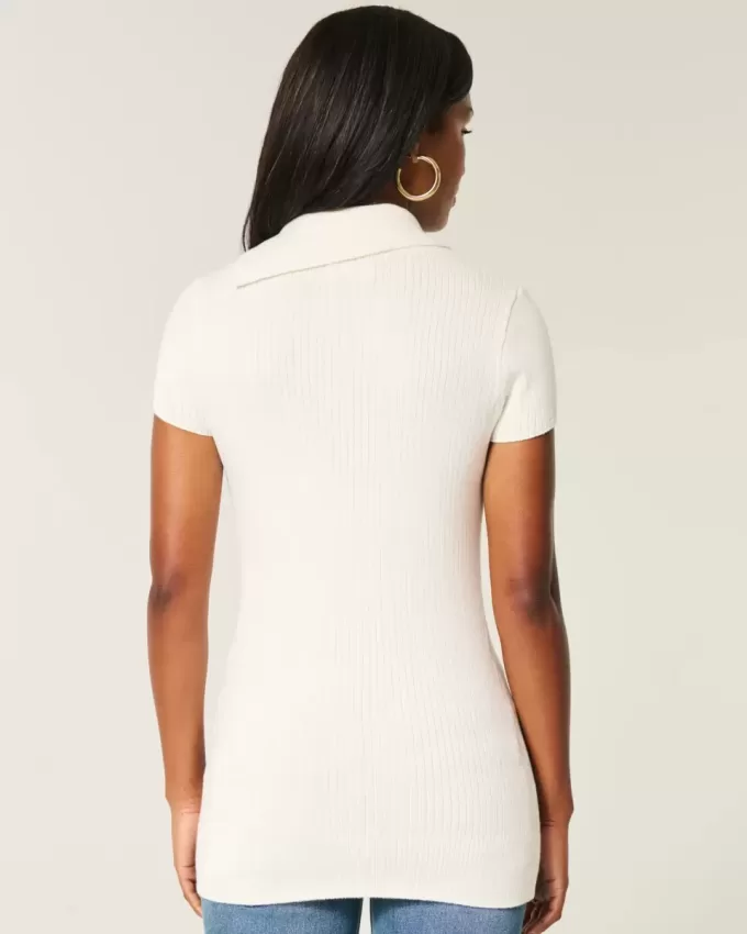 Short-Sleeve Tunic Sweater