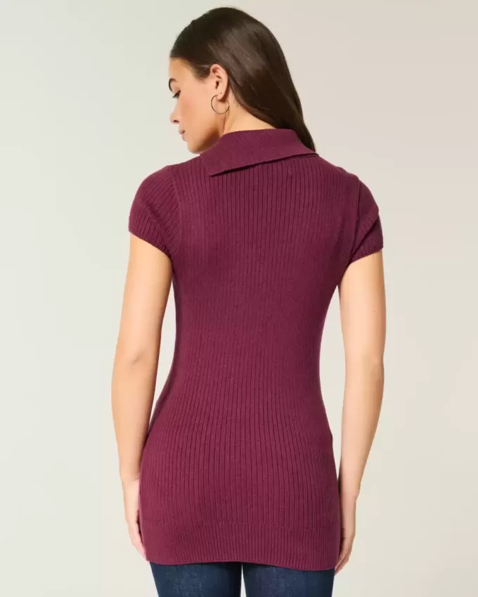 Short-Sleeve Tunic Sweater