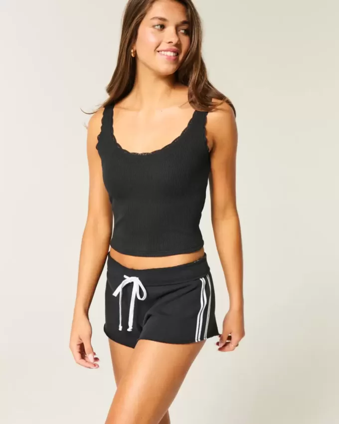 Side Stripe Fleece Mini Shorts