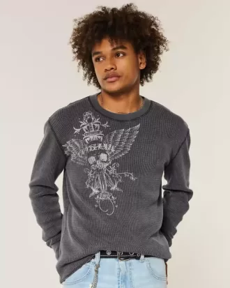 Skull Graphic Thermal Crew Shirt