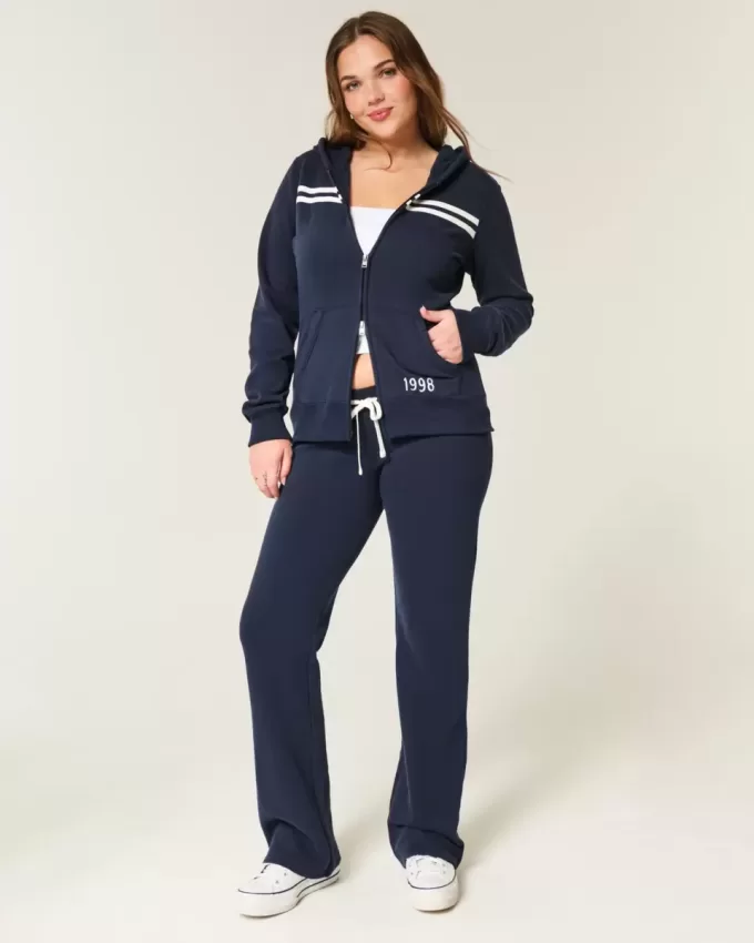 Slim Striped 1998 Graphic Zip-Up Hoodie