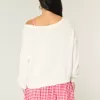 Slouchy Off-the-Shoulder Flag Heart Graphic Sweater Slouchy Off-the-Shoulder Flag Heart Graphic Sweater