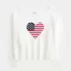 Slouchy Off-the-Shoulder Flag Heart Graphic Sweater Slouchy Off-the-Shoulder Flag Heart Graphic Sweater